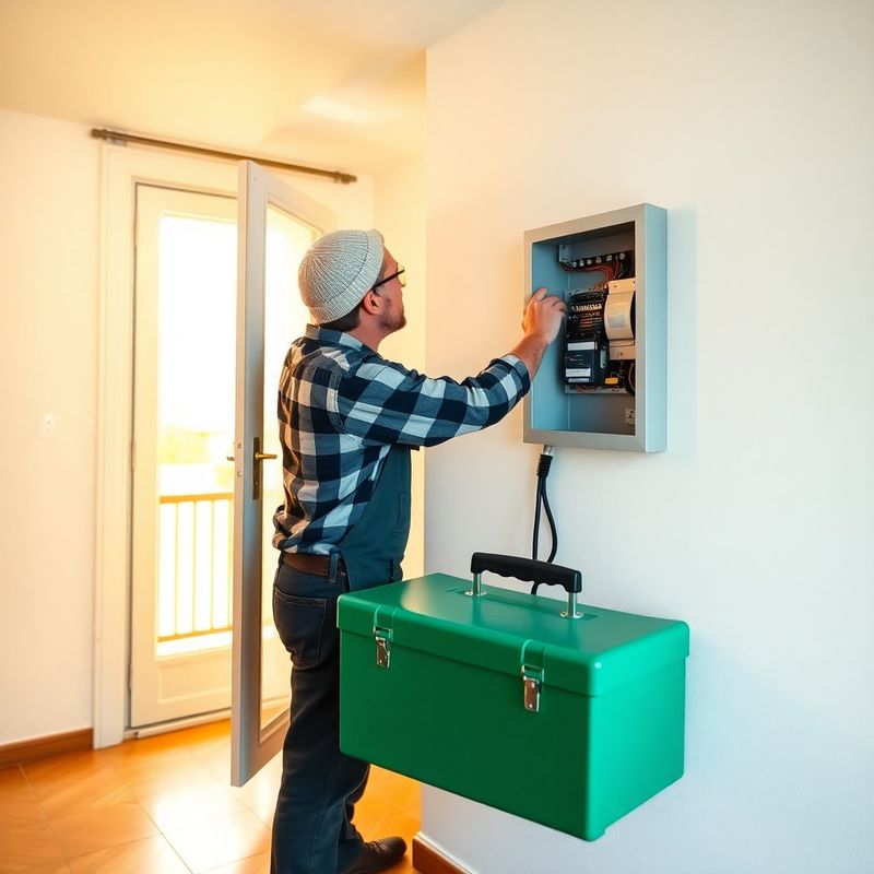 Electricista instalando un nuevo cuadro de protección en un piso recién reformado en Sevilla